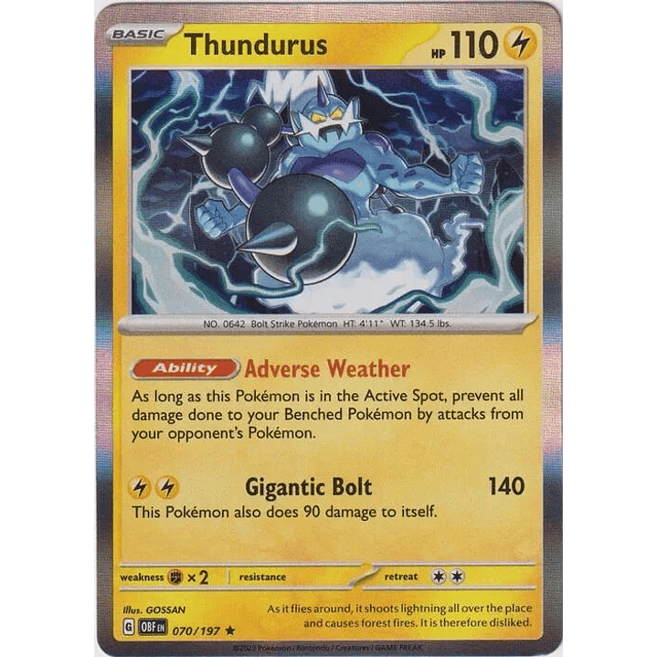 Thundurus [Holo] #70/197 Pokemon Obsidian Flames 1