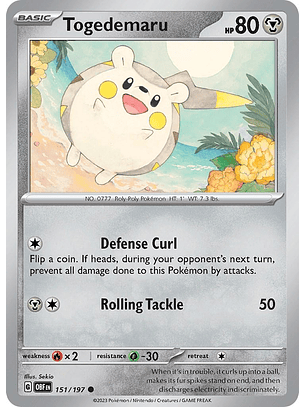 Togedemaru #151/197 Pokemon Obsidian Flames