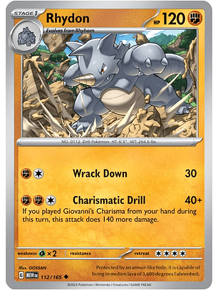 Rhydon #112/165 Pokémon Scarlet & Violet 151