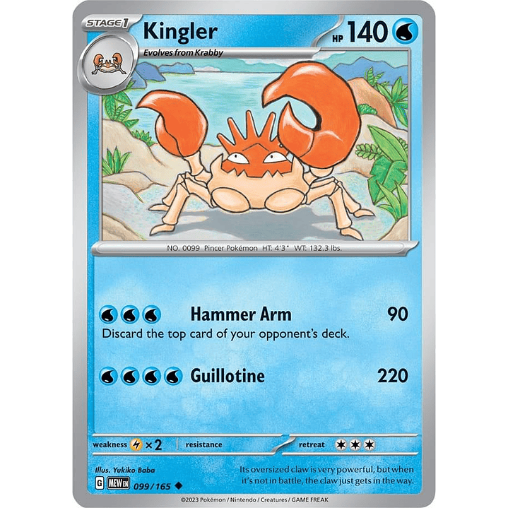 Kingler #99/165 Pokémon Scarlet & Violet 151 1