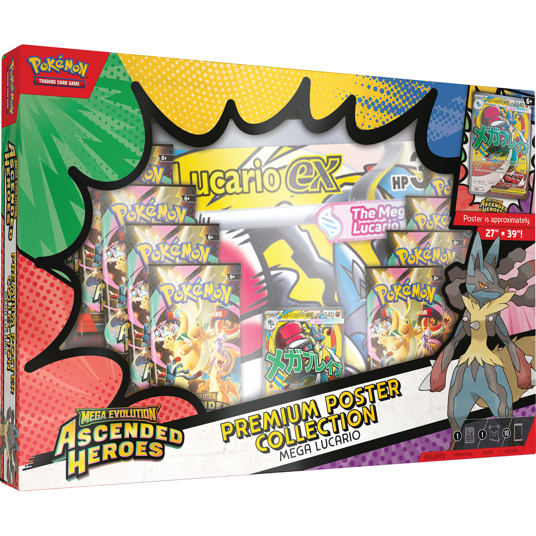 [PREVENTA 20/03/2026] MEGA EVOLUTION - ASCENDED HEROES PREMIUM POSTER COLLECTION INGLÉS - MEGA LUCARIO EX 1