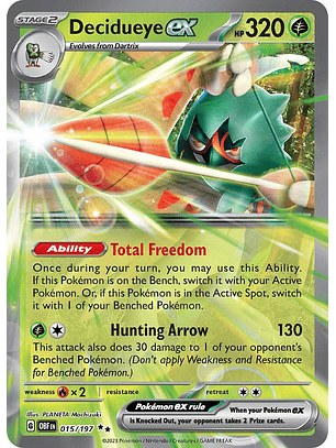 Decidueye ex #15/197 Pokémon Obsidian Flames