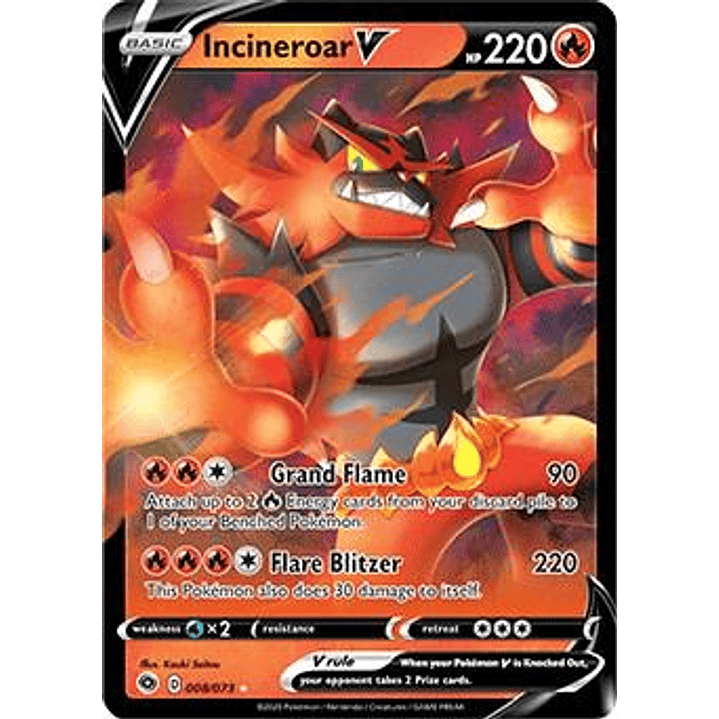 Incineroar V #8/73 Pokémon Champion's Path 1