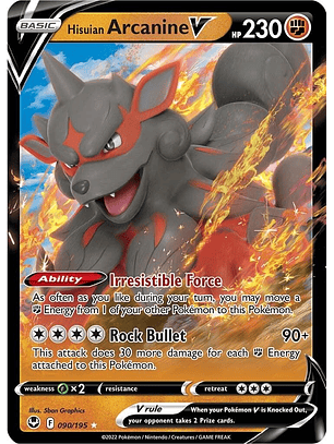 Hisuian Arcanine V #90/195 Pokémon Silver Tempest