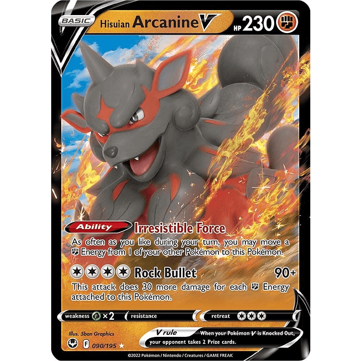 Hisuian Arcanine V #90/195 Pokémon Silver Tempest 1