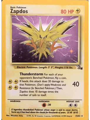 Zapdos #15/62 Pokémon Fossil
