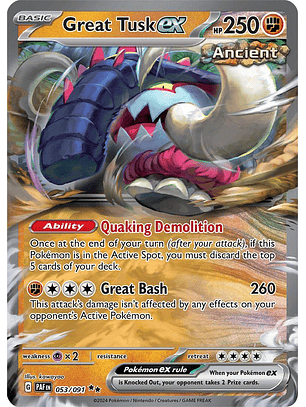 Great Tusk ex #53/91 Pokémon Paldean Fates 