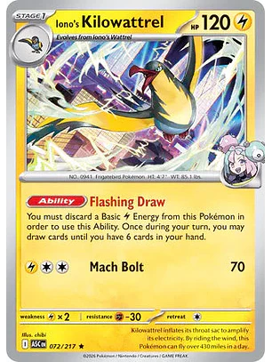 Iono's Kilowattrel - 072/217 Ascended Heroes