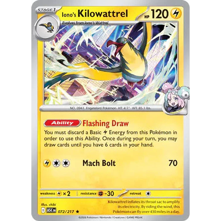 Iono's Kilowattrel - 072/217 Ascended Heroes 1