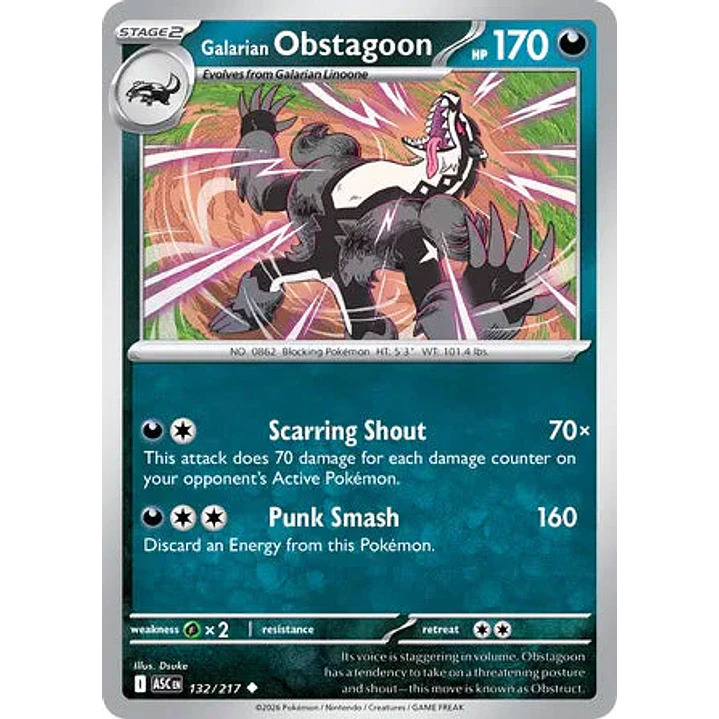 Galarian Obstagoon - 132/217 Ascended Heroes 1