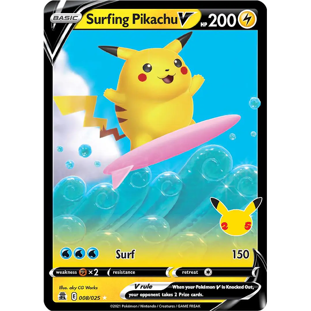 Surfing Pikachu V #8/25 Pokémon Celebrations 1