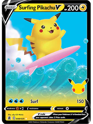 Surfing Pikachu V #8/25 Pokémon Celebrations