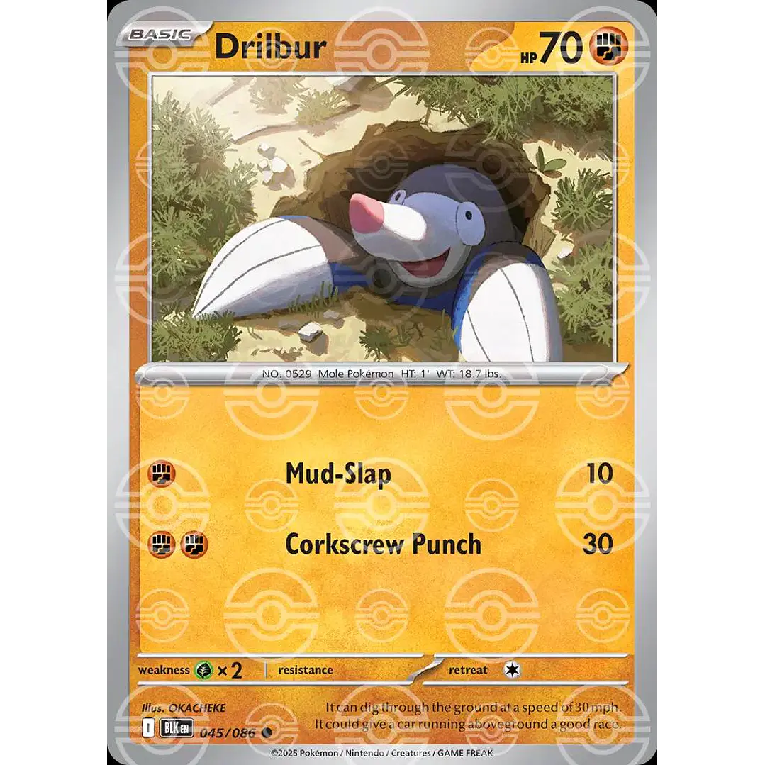Drilbur [Poke Ball] #45/86 Pokémon Black Bolt 1