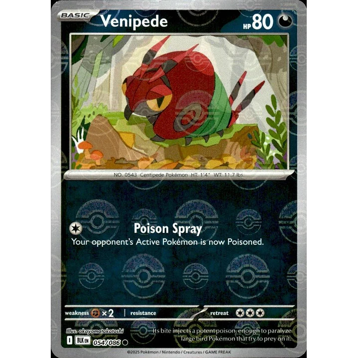 Venipede [Poke Ball] #54/86 Pokémon Black Bolt 1