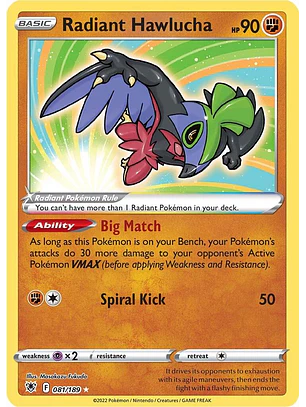 Radiant Hawlucha #81/189 Pokémon Astral Radiance