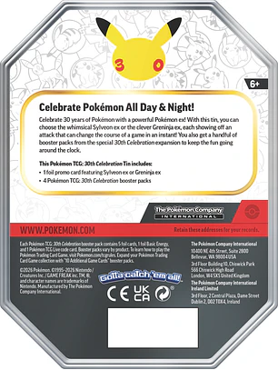 [PREVENTA 04/12/2026] Pokémon TCG: 30th Celebration Sylveon ex Tin - (INGLÉS)