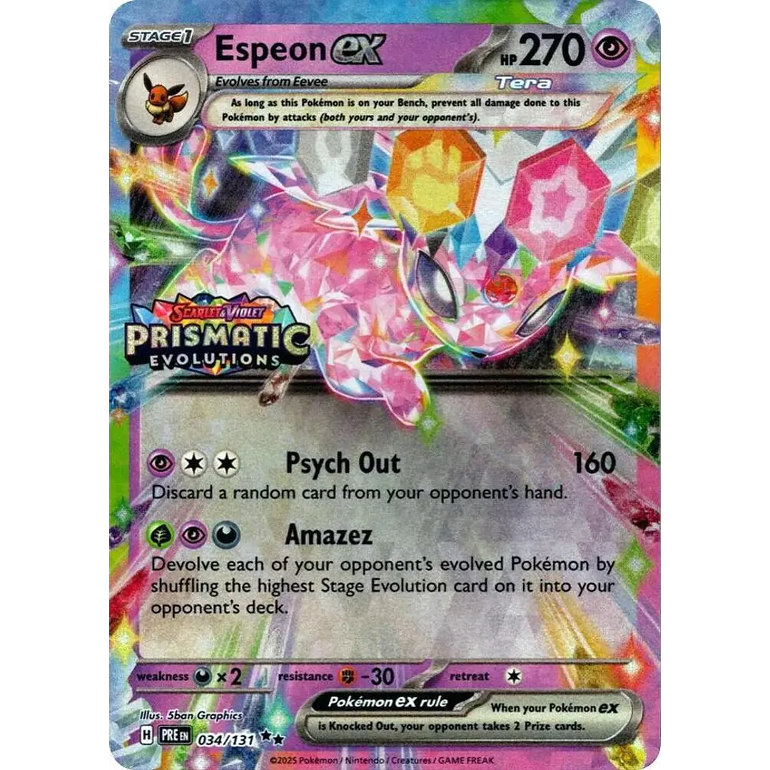 Espeon ex [Stamped] #34/131 Pokémon Prismatic Evolutions 1