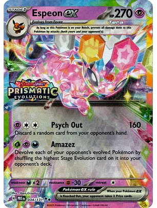 Espeon ex [Stamped] #34/131 Pokémon Prismatic Evolutions