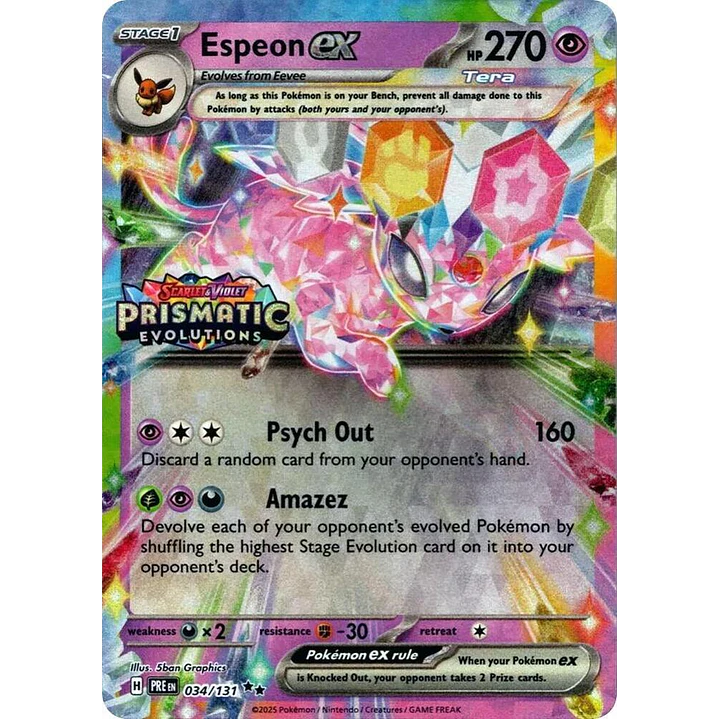 Espeon ex [Stamped] #34/131 Pokémon Prismatic Evolutions 1