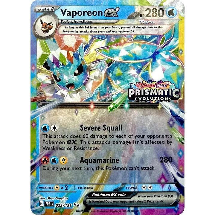 Vaporeon ex [Stamped] #23/131 Pokémon Prismatic Evolutions 1