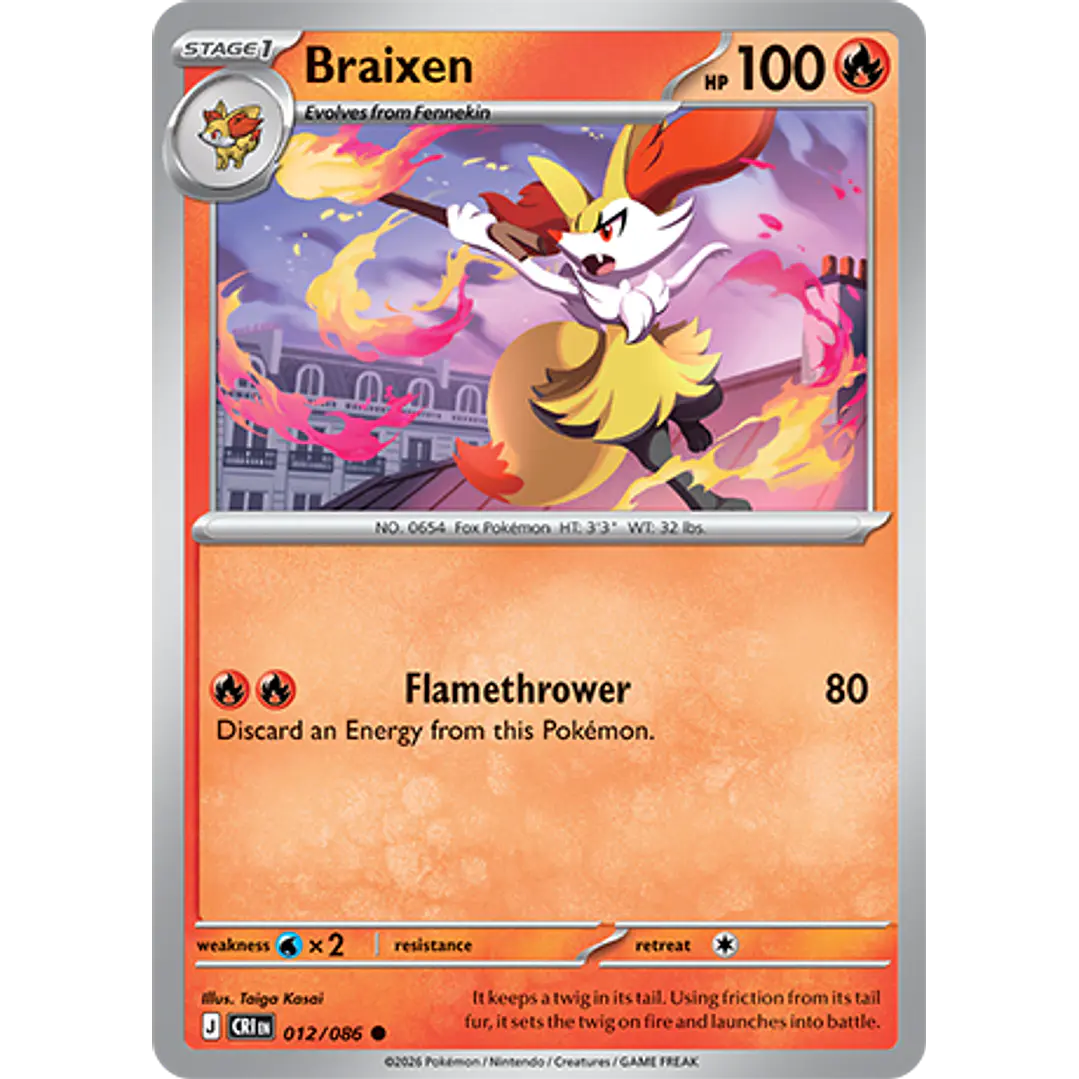 Braixen #12/86 Chaos Rising 1
