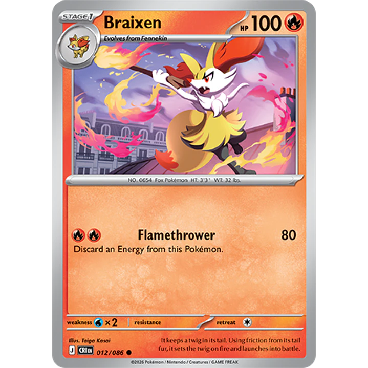 Braixen #12/86 Chaos Rising 1