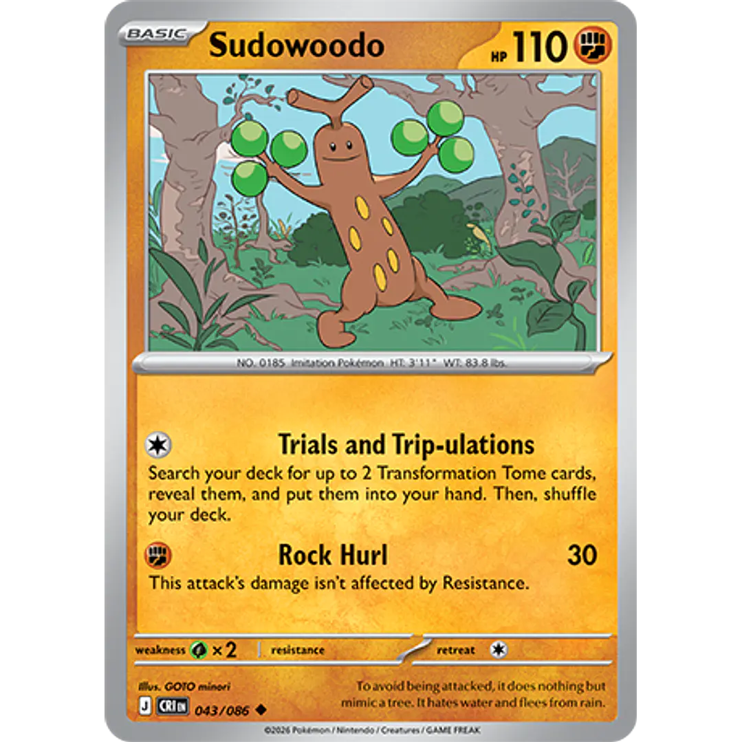 Sudowoodo #43/86 Chaos Rising 1