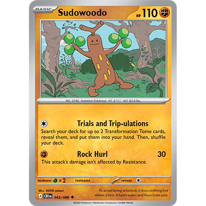 Sudowoodo #43/86 Chaos Rising 1