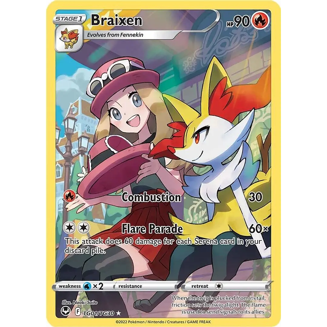 Braixen #TG01/TG30 Pokémon Silver Tempest 1
