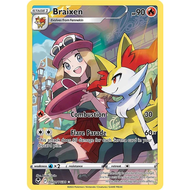 Braixen #TG01/TG30 Pokémon Silver Tempest 1