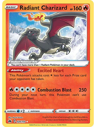 Radiant Charizard #20/159 Pokémon Crown Zenith