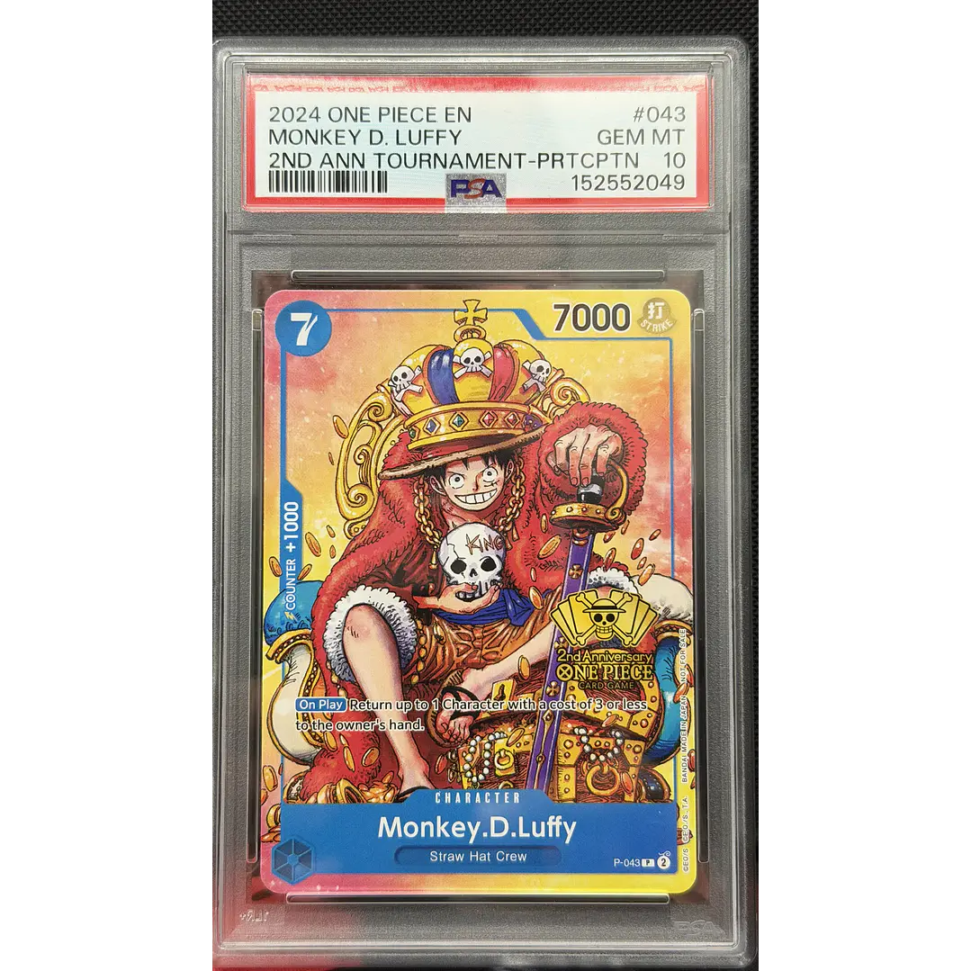 Monkey.D.Luffy [2nd Anniversary Stamped] P-043 (PSA 10) 1