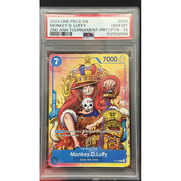 Monkey.D.Luffy [2nd Anniversary Stamped] P-043 (PSA 10) 1