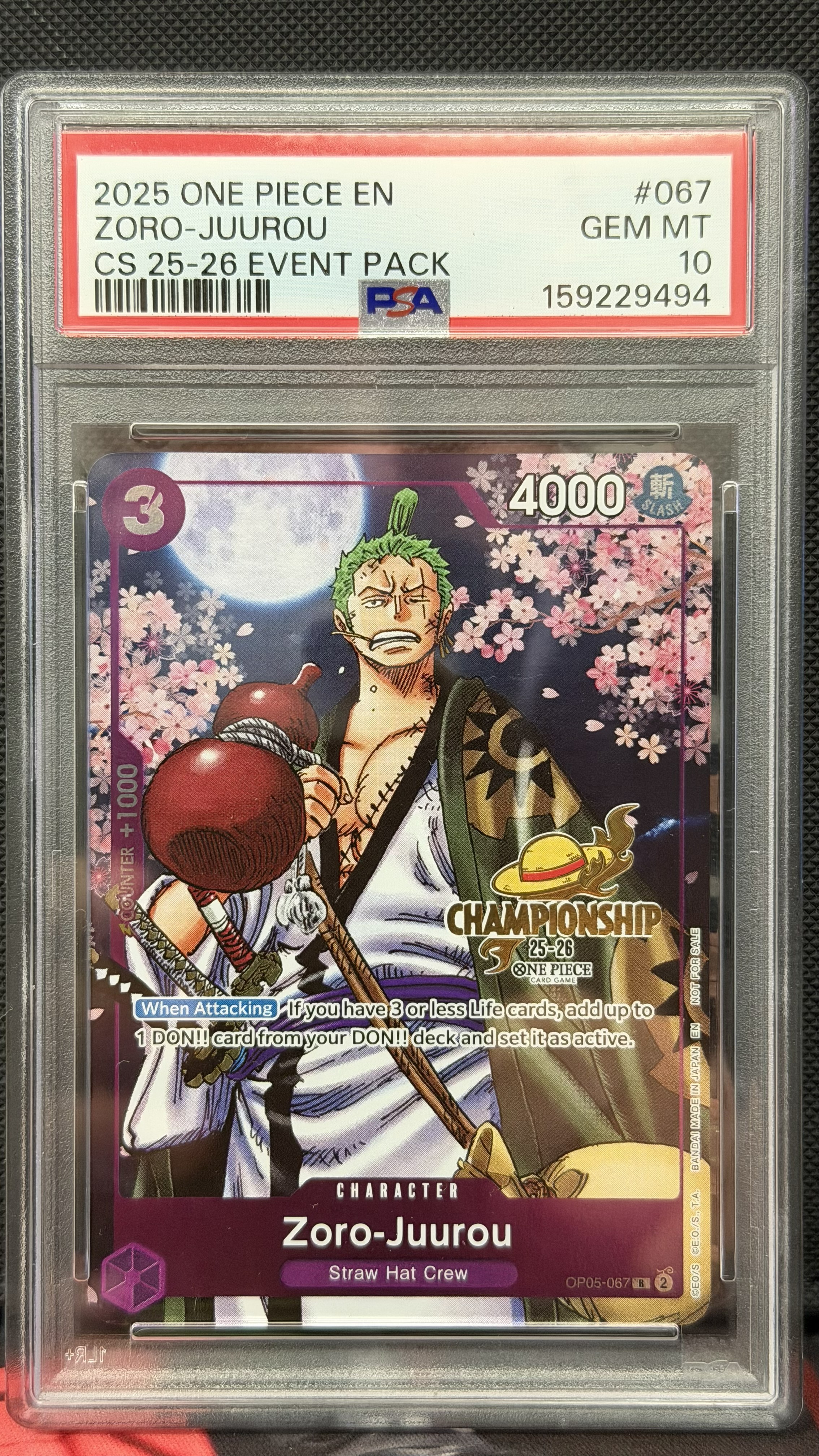 Zoro-Juurou [Championship 25-26] OP05-067 (PSA 10)