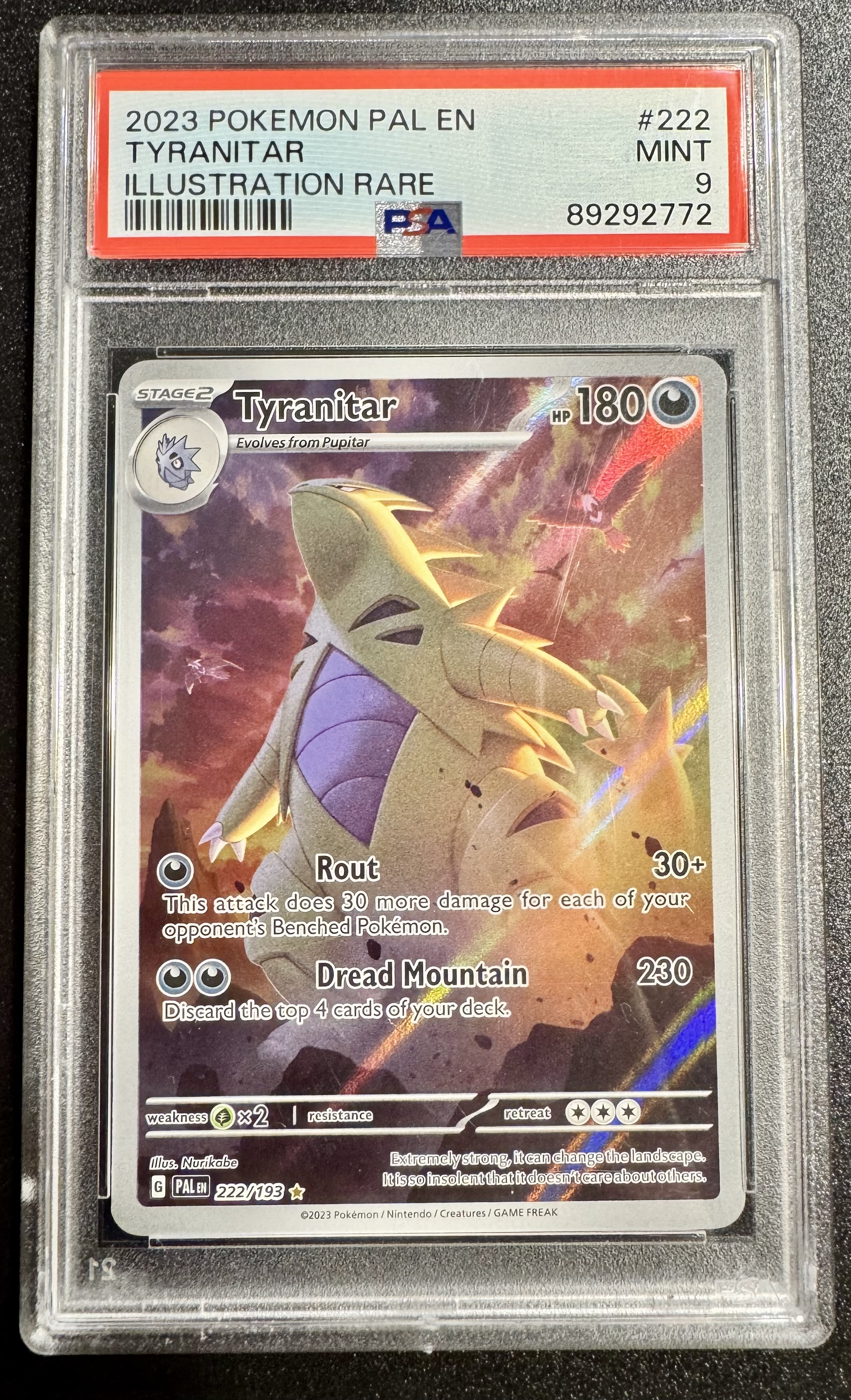 Tyranitar #222/193 Pokémon Paldea Evolved (PSA 9)