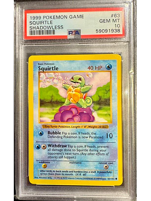 Squirtle [Shadowless] #63/102 Pokémon Base Set (PSA 10)