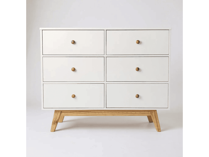 Comoda Retro 6 Cajones Blanca/Carvalo/bianca 1
