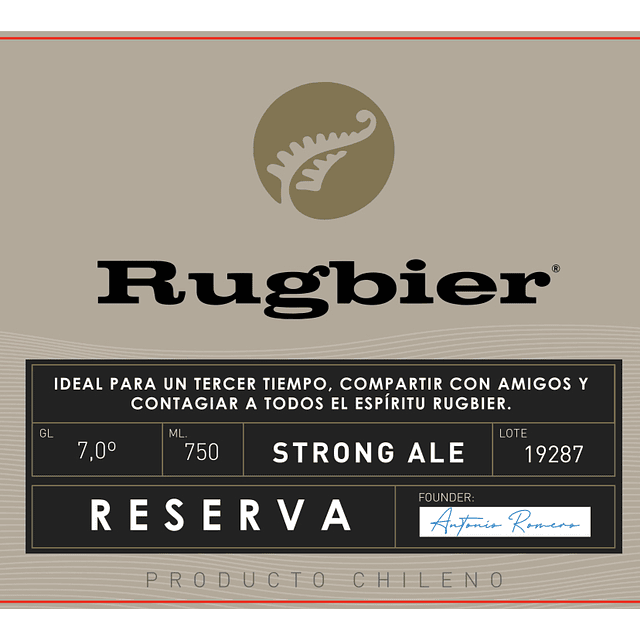 Cerveza Rugbier Strong Ale Scotch 7° Caja 6x750ml