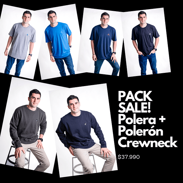 Pack Polera+Polerón Crewneck (INDICAR EN COMENTARIOS AL COMPRAR QUE COLOR Y TALLA QUIERES DE CADA PRENDA)