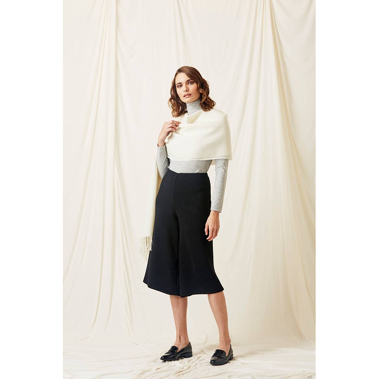 Pashmina 100% Baby Alpaca Blanca 1