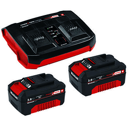 Kit Inicio Cargador + batería 18V Power X-Change Twin Charger + 2*3,0Ah  - Einhell