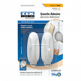 Ganchos Adhesivos Plástico Onix Blanco G - 1,5kg 2un.  - TEKBond