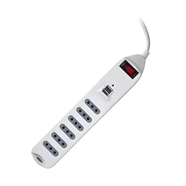 Alargador Zapatilla con Switch 6 Posiciones y 2 USB 1.5mts Blanco - Macrotel