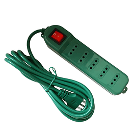 Alargador Zapatilla con Switch 5 Posiciones 3mts Verde - Macrotel