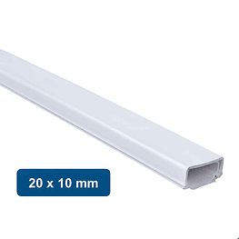 Canaleta Plástica Blanca PVC 20x10mm 2mts  - Globaltronics