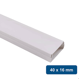 Canaleta Plástica Blanca PVC 40x16mm 2mts  - Globaltronics
