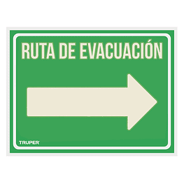 Letrero "Ruta de evacuación derecha" 21x28cms Fotoluminiscente  - Truper