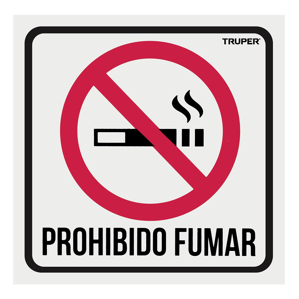 Letrero "No Fumar" 19x19cms  - Truper