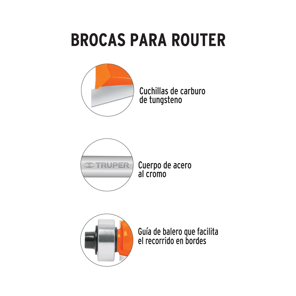 Fresa redondeadora con guía 1.1/2"  - Truper