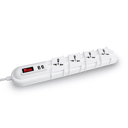 Alargador Zapatilla con Switch Multinorma 4 posiciones + 2 USB Blanco 3mts. - Rittig